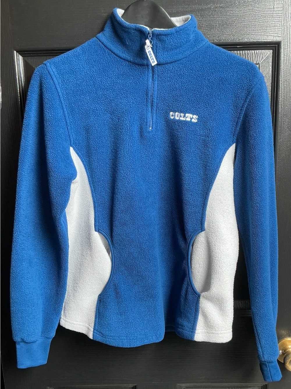 NFL Blue and White V-Neck Quarter-Zip Fleece Pullover
